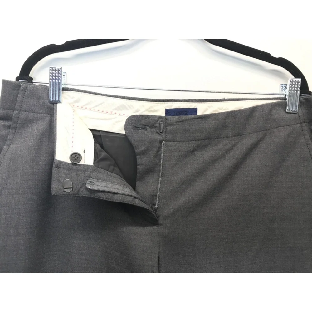 J. Crew Pants City Fit Wool Trouser Lined Women's 12 Gray Pockets
